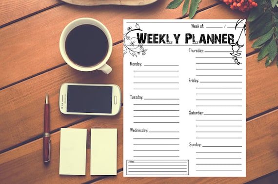 7 day weekly planner printable weekly planner printable