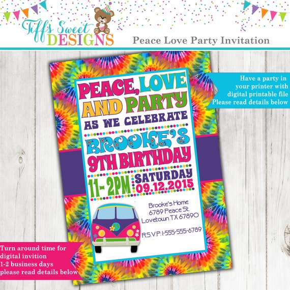 Hippie Party Invitations Free 6