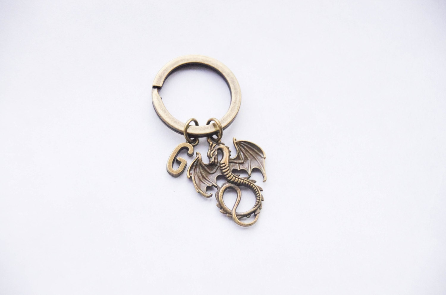 Personalized Dragon Keychain Unisex Dragon Keyring Fantasy