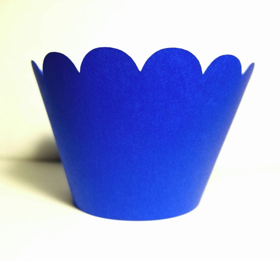 12 royal blue scallop cupcake wrappers Royal blue by JazzyBug