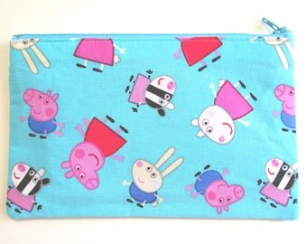 Peppa Pig Fabric Pencil Case // Peppa Pig Pencil Pouch // Peppa Pig Gift // Peppa Pig Birthday // Peppa Pig