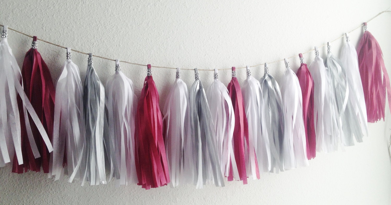 silver white maroon tassel garland graduation party decoration