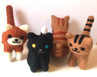 Needle felted cats Neko atsume kittens made to order