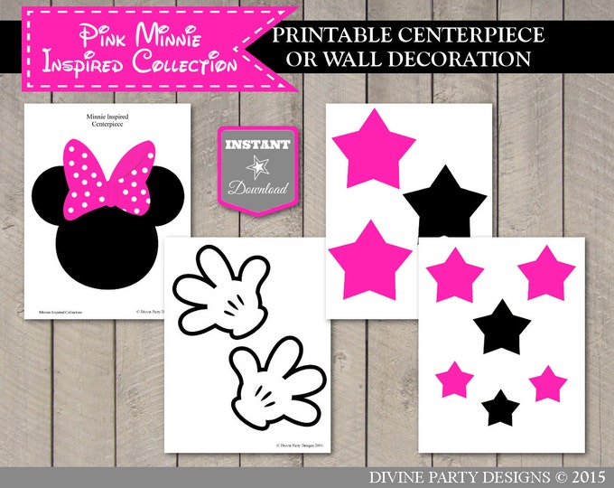 SALE INSTANT DOWNLOAD Hot Pink Mouse Birthday Party Printable Centerpiece or Wall Decoration / Hot Pink Mouse Collection / Item #1736