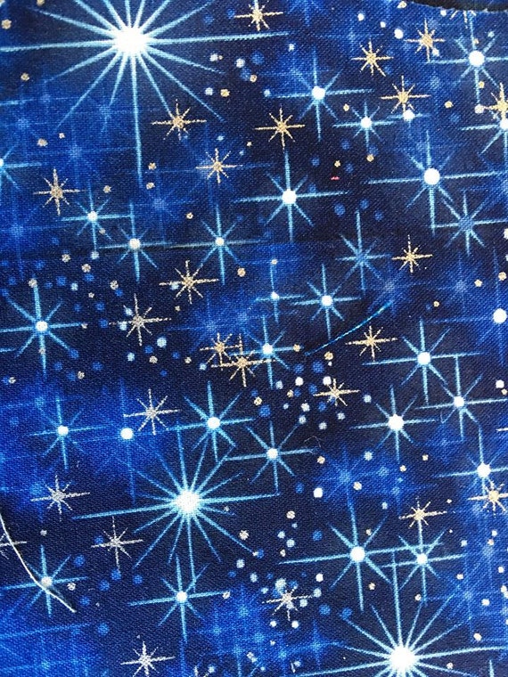 Stars on Navy Blue Fabric Five 6 Cotton Fabric Block