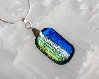 Dichroic glass pendant and sterling silver .925