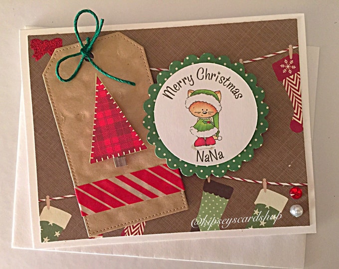Merry Christmas Nana / Embossed Christmas Card / Seasons Greeting Cards /Holiday Cards/Handmade Cards