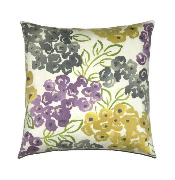 Gray Floral Pillow 16x16 Pillow Cover Flower Decorative