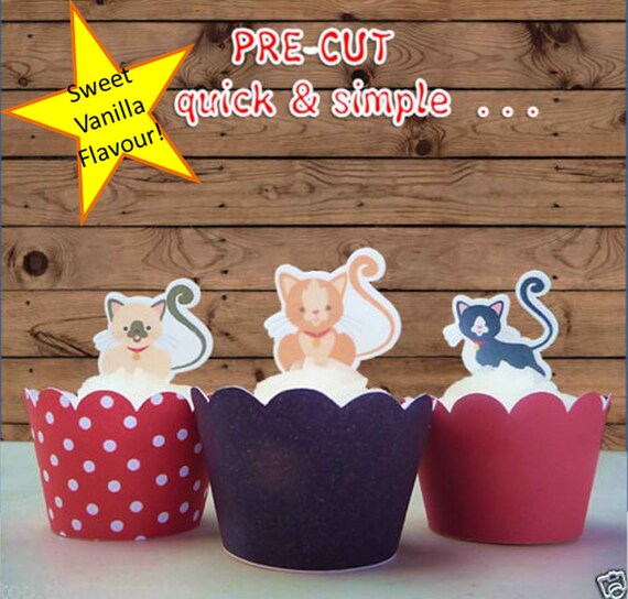 cats EDIBLE cupcake cake toppers PRECUT stand by toppthatcupcake