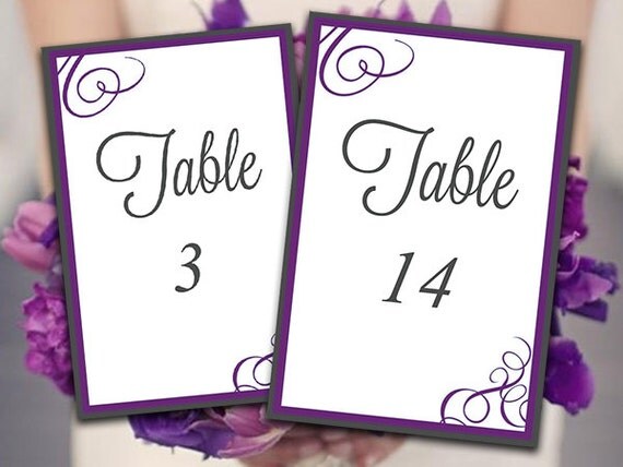 Printable Wedding Table Number Template by PaintTheDayDesigns