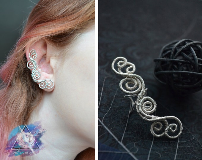 Ear cuff "Clouds" | silver plated earcuff, silver jewelry, casual ear cuff, quasarshop