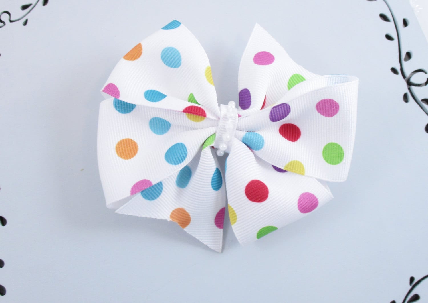 Colorful Hair Bow 4 Inch Boutique Hair Bow Polka Dot Bow