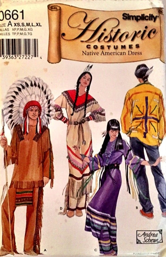 Simplicity Pattern 0661 Historic Native American Dress UNCUT