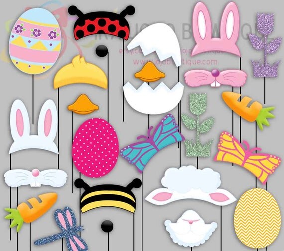Items similar to Easter Party Photo Booth Props, Bunny, Chick, bugs