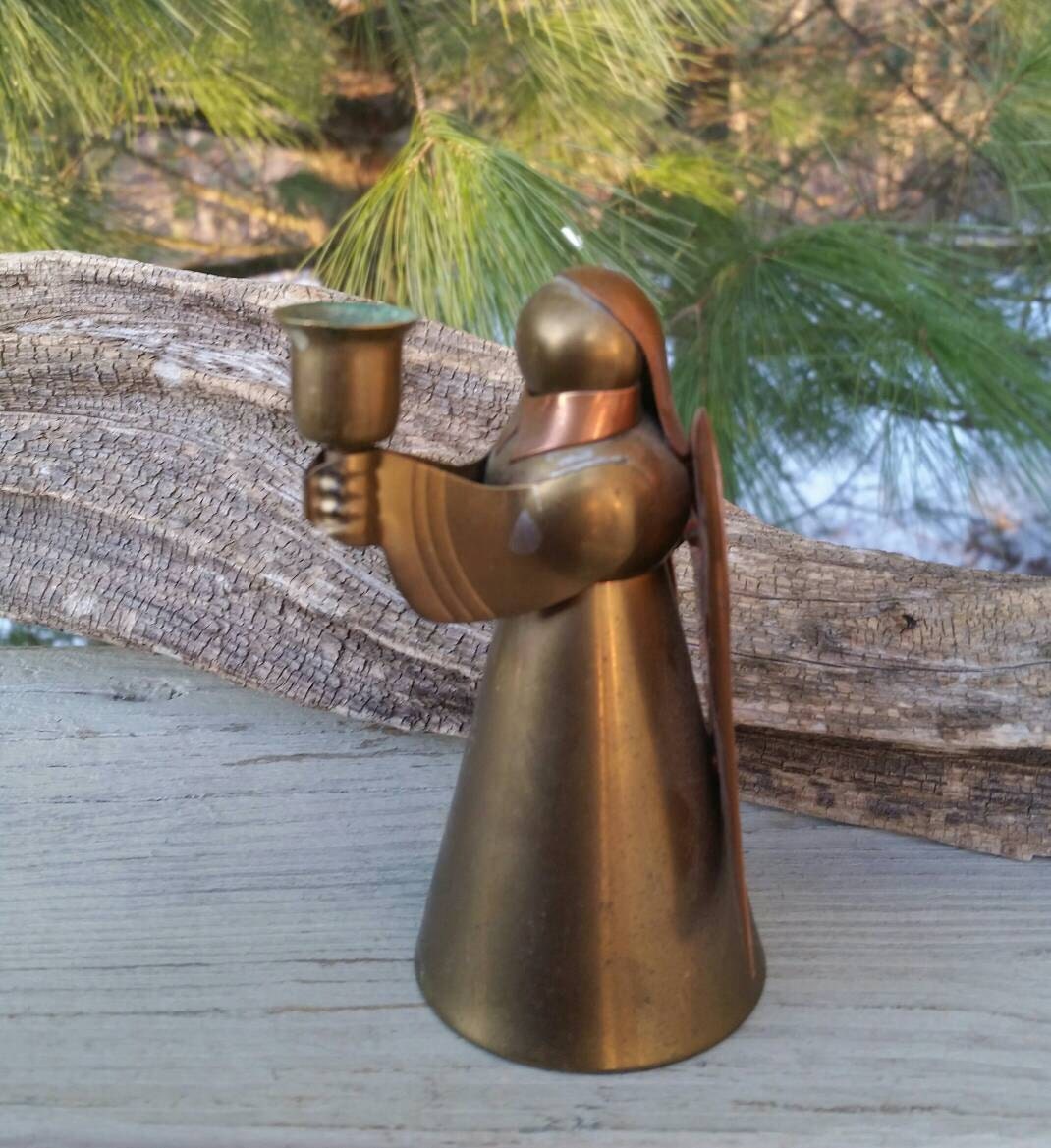 Copper & Brass Angel Candle Holder Figurine