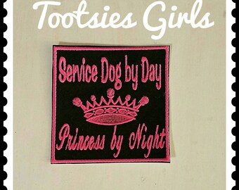 Princess Service Dog Patch Embroidered Iron on Personalized with Choice of Colors. Available in Several Sizes. Fast Shipping. Vest Patch