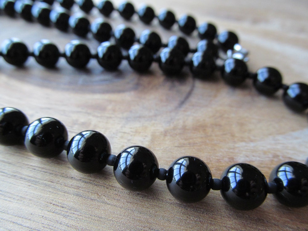 Mens black onyx beaded necklace Clearance