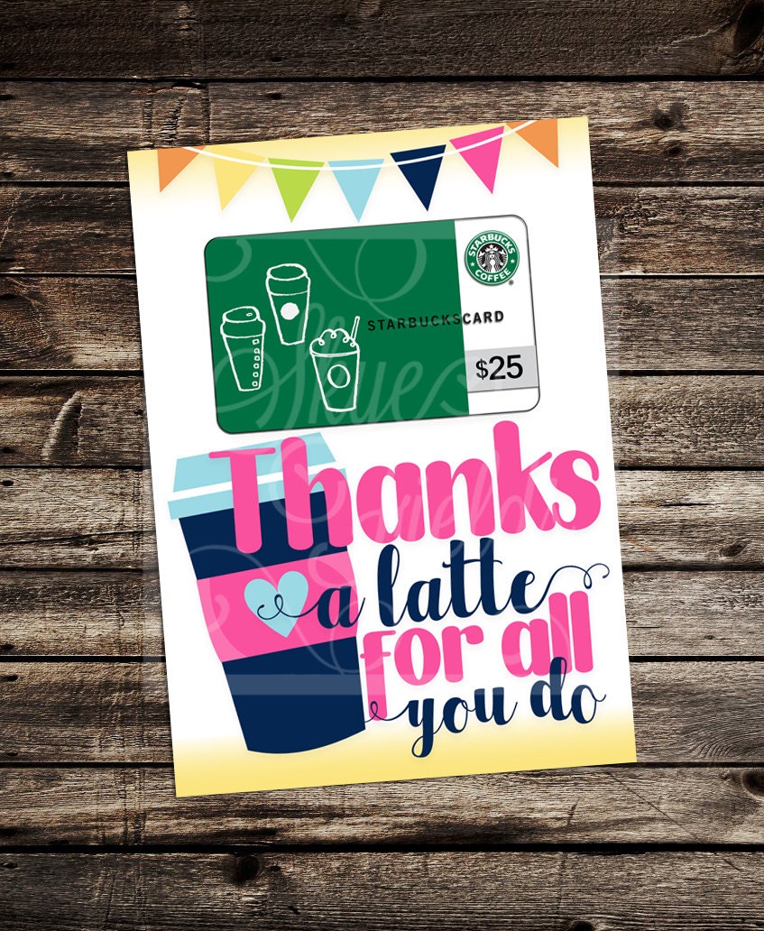 Thanks A Latte 5X7 Printable Thank You Female/ Male Teacher