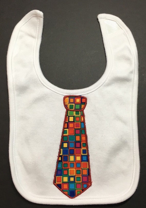 Baby bib Neck tie bib appliqued tie baby boy