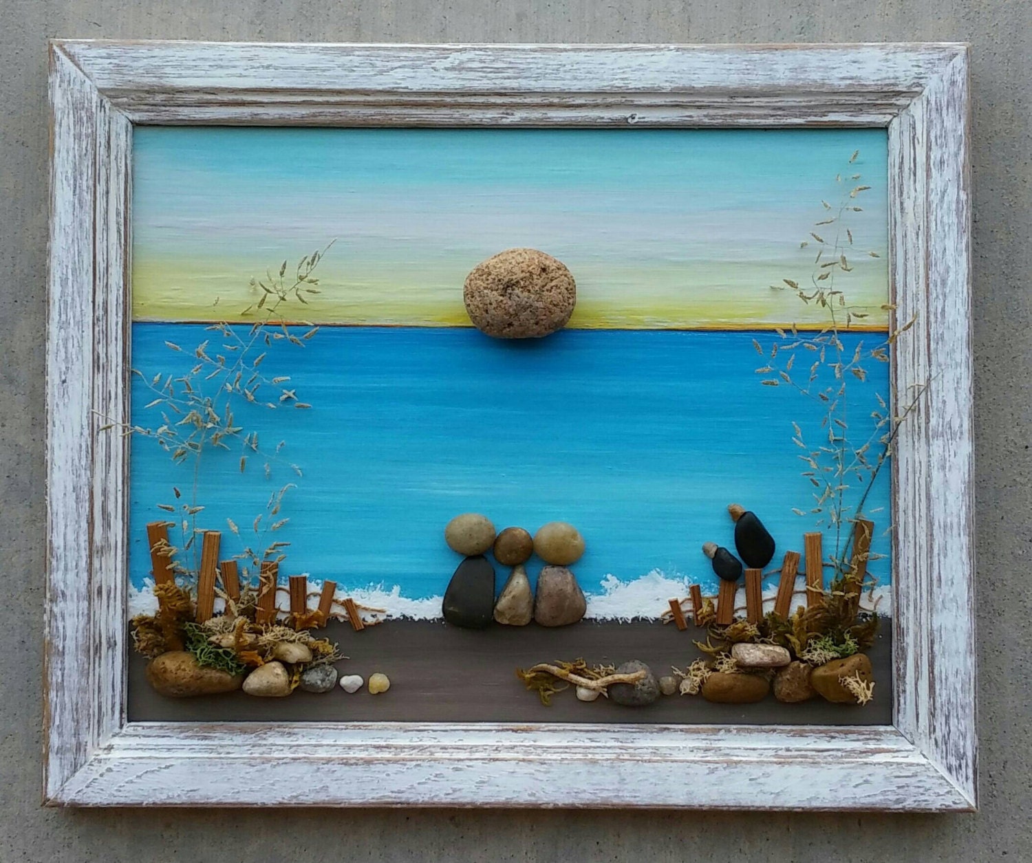 Pebble Art Rock Art Framed Pebble Art Pebble and by CrawfordBunch