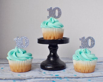 Number Cupcake Toppers, cupcake toppers (12 toppers)