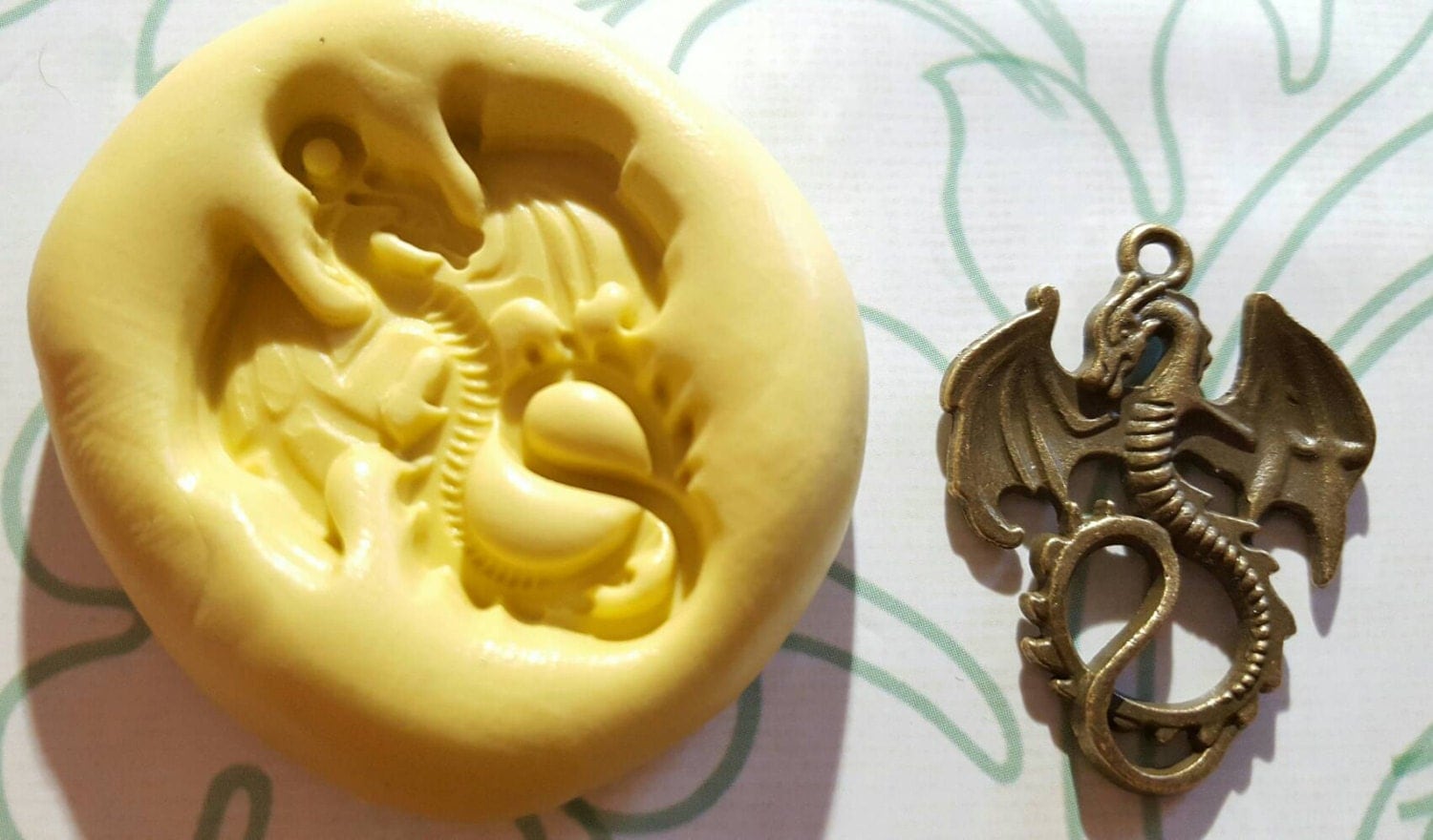 DRAGON Flexible Silicone Mold for polymer clay resin wax
