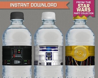 Star Wars Party Printable Birthday Bottle Labels / Napkin Rings - Editable PDF file - Print at home - Star Wars Birthday - Star Wars Labels