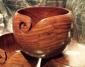 Large Yarn / Wool Bowl, Wooden, 13cm x 10.5cm and 16cm x 13cm, Indian rosewood (the colour of warm British teak) - heavy and robust