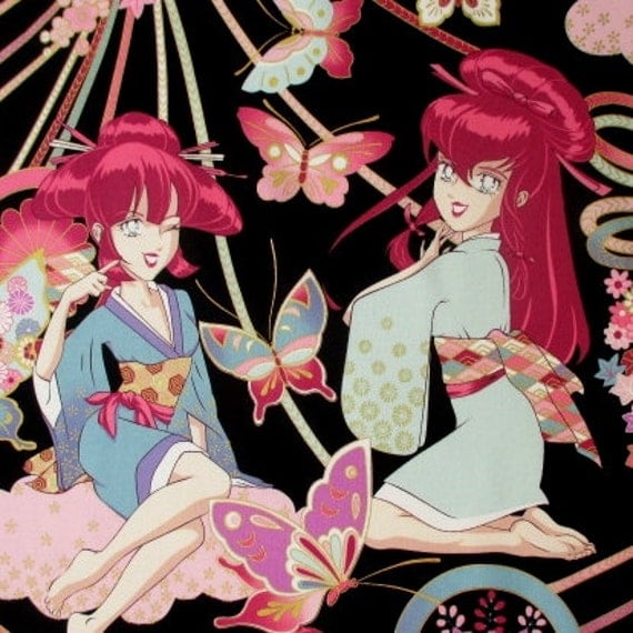 Fabric Miss Butterfly in Black/Pink Japanese Anime Girls