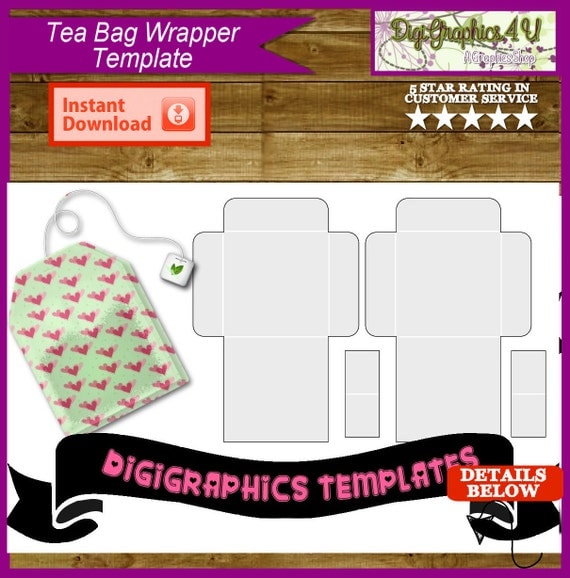 Tea Bag Printable Template Instant Download PNG Format Digital