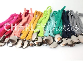 Pacifier Clip / Braided Pacifier Clip / soothie / binky clip / pacifier holder / neutral gift / shower gift / Jersey Braided Pacifier clip