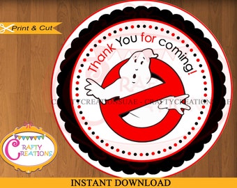 INSTANT DOWNLOAD - Ghostbusters Labels - Printable Thank You Favor Sticker -ghostbusters Favor Tag - Ghostbusters Birthday Party Decorations