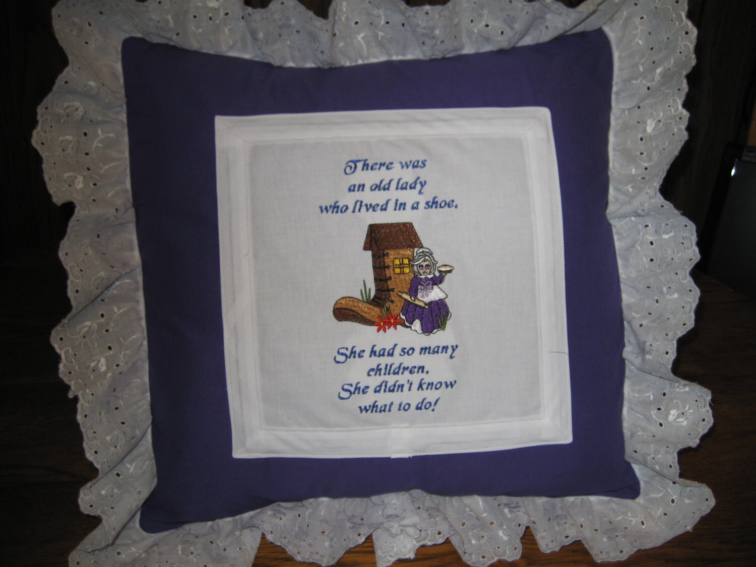 Nursery Rhyme Pillow 16 16. With Eyelet
