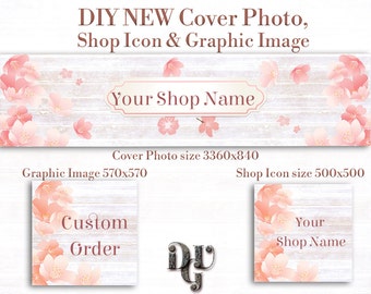 DIY Etsy Cover Photo DIY Etsy Shop Icon & Graphic Image (Custom Order, Thank you.. ), New Etsy Banner Instand Download #B_001 Peach Flowers