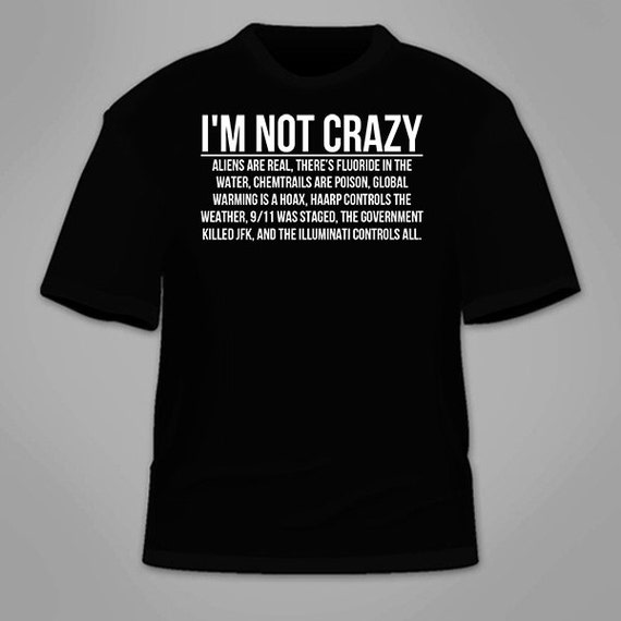 I'm Not Crazy Conspiracy Theory T-Shirt. Shirt Tees