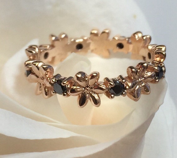 Black diamonds in Rose Gold Wedding Eternity Band by BridalRings
