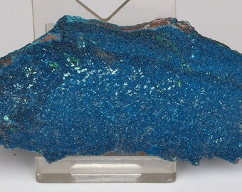 Deep Blue Cornetite Crystals With Green Malachite On Matrix