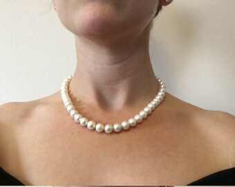Wedding Freshwater Pearl Necklace-Wedding Jewelry-Bridal Jewelry-Anniversary gift-Birthday present-Mothers necklace-Mothers jewelry-for her