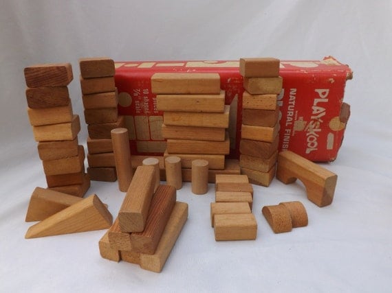 vintage playskool wooden blocks