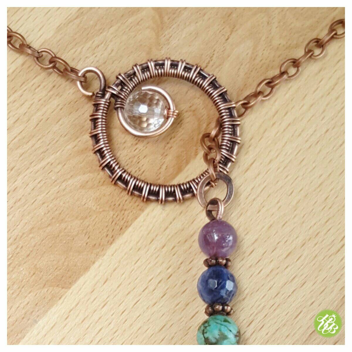 Healing chakra pendulum necklace wire wrapped chakra