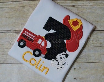 Firefighter Birthday Shirt, Fire Truck Birthday, Dalmatian Birthday Shirt, Fireman Dalmatian, Fireman Birthday, Fire Hat Shirt, Firetruck