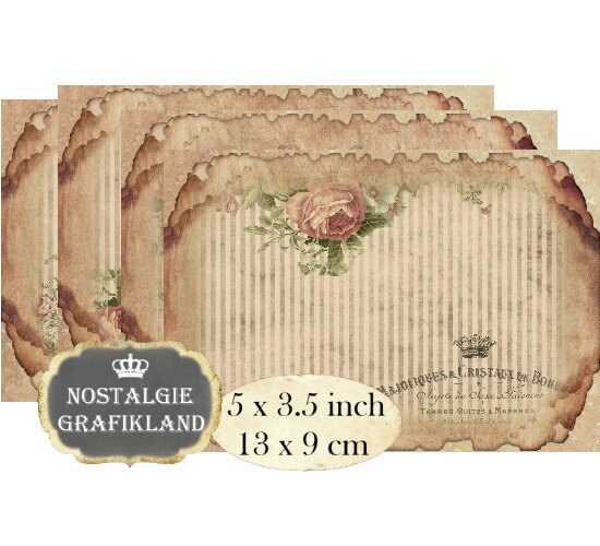 Postcards Background Ephemera Vintage printable 5 x 3.5 inch