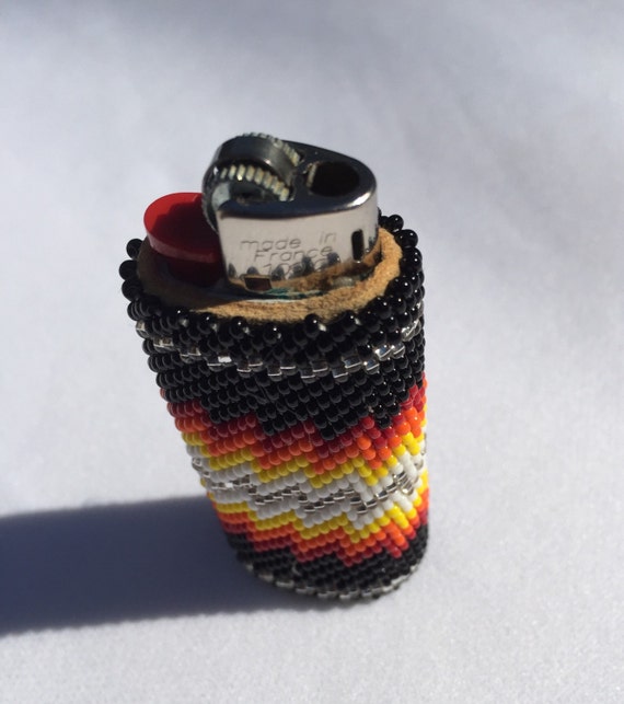 Beaded Mini Lighter Case BIC Midnight Black