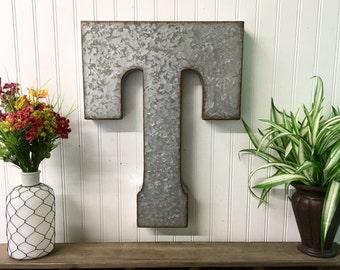 Large Metal Letter/Galvanized Letter/Industrial/Wedding Decor/Mantle/Initial/ T/Wall Letter/Letters/Bohemian/Country Chic