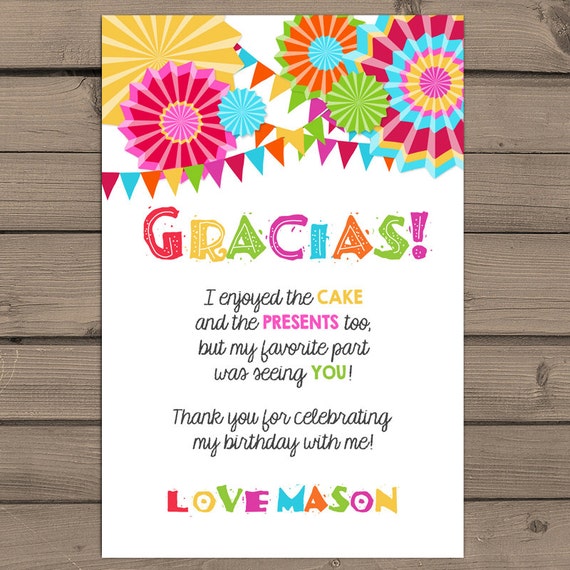 Items similar to Fiesta Thank you card Fiesta birthday Party Thank you ...