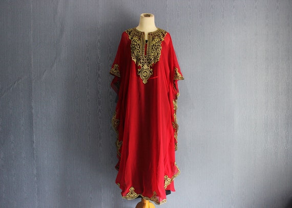 Red Plus Size Baby Shower Kaftan Dress Maternity Caftan Maxi Dress 