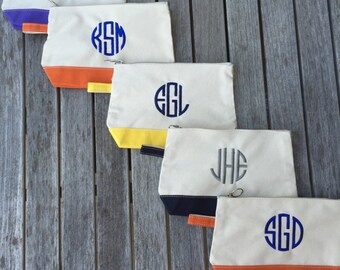 Monogrammed Canvas Cosmetic Make Up Bag Clutch