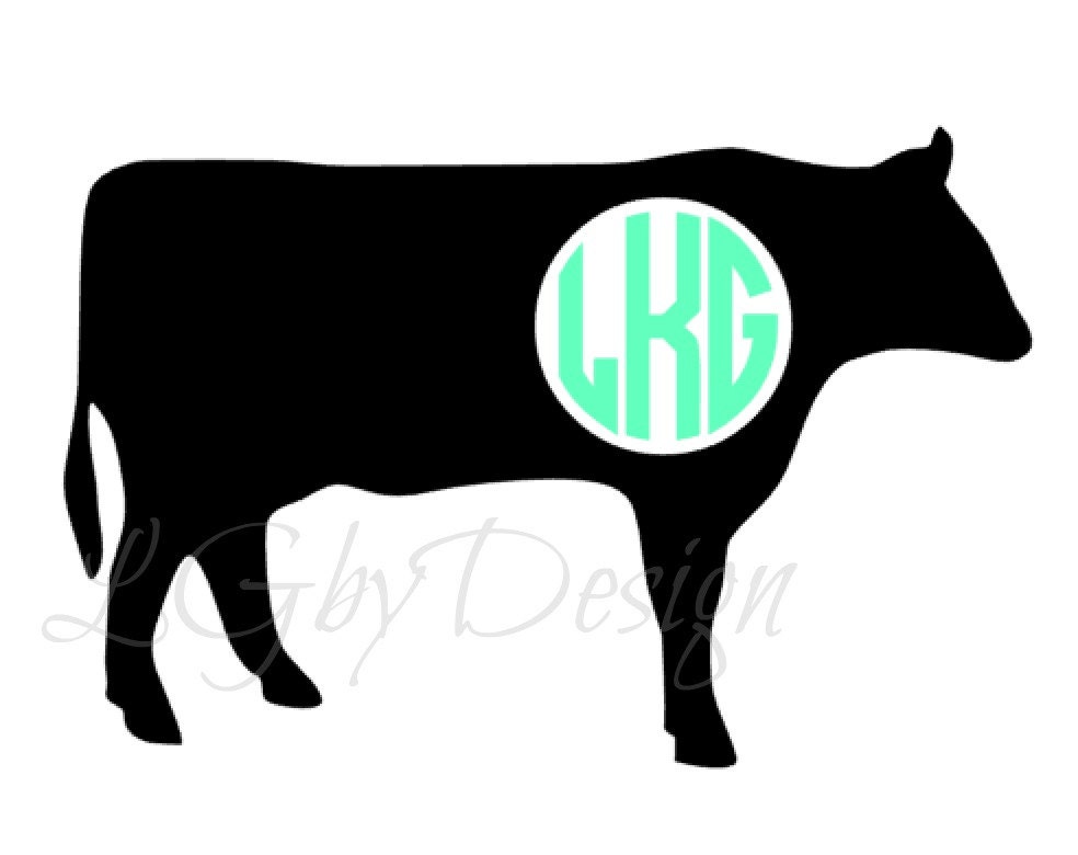 Download Cow Decal with Monogram by LGbyDesign on Etsy