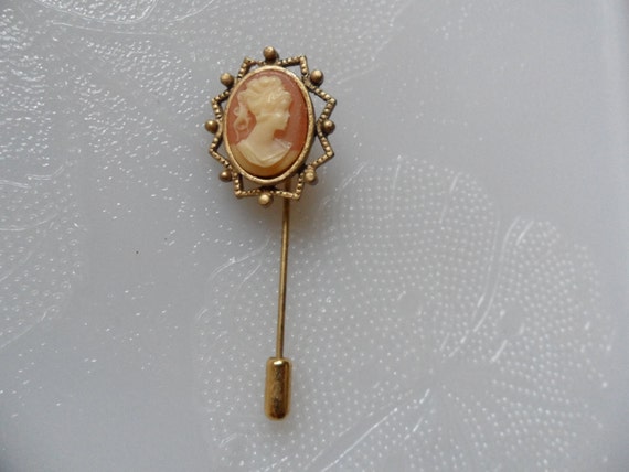 Antique Stick Pin Lady Cameo Victorian Stick Pin Antique Cameo