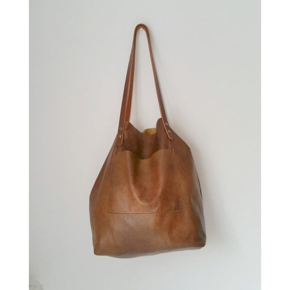 Buttery Soft Handmade Leather Tote Bag Marbled Leather